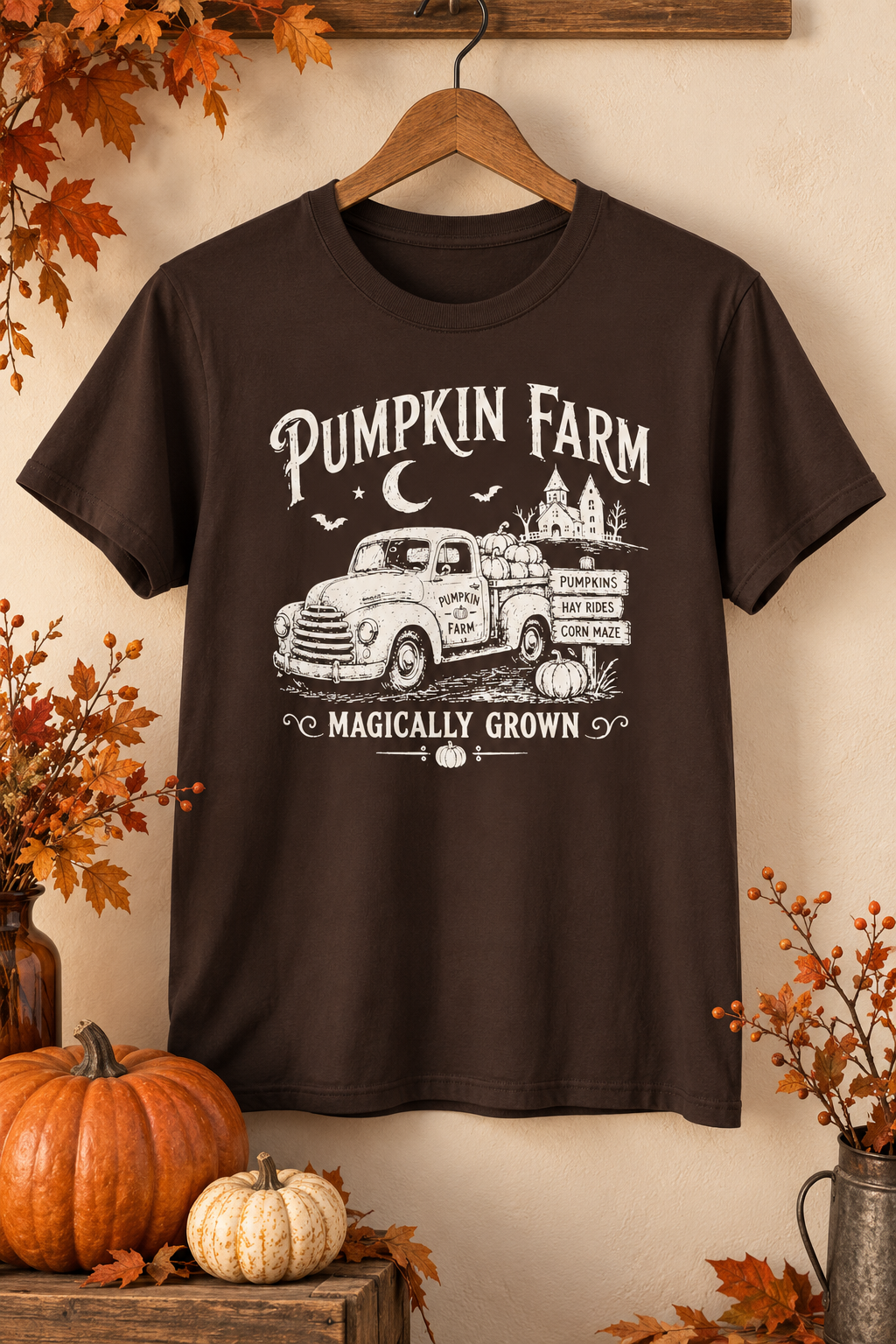 Pumpkin Patch T-Shirt: Vintage Farm Truck, 100% Cotton