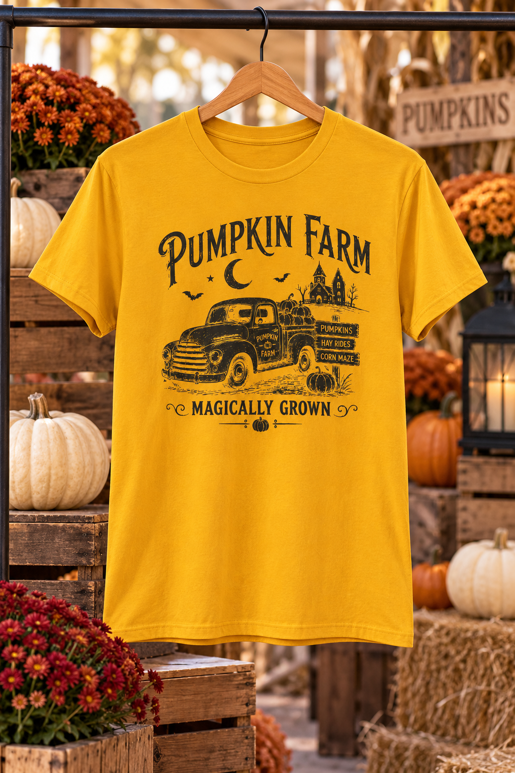 Pumpkin Patch T-Shirt: Vintage Farm Truck, 100% Cotton