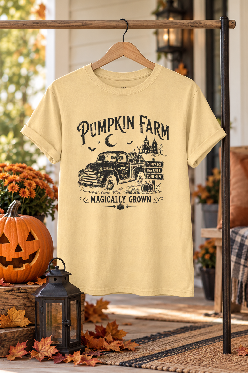 Pumpkin Patch T-Shirt: Vintage Farm Truck, 100% Cotton