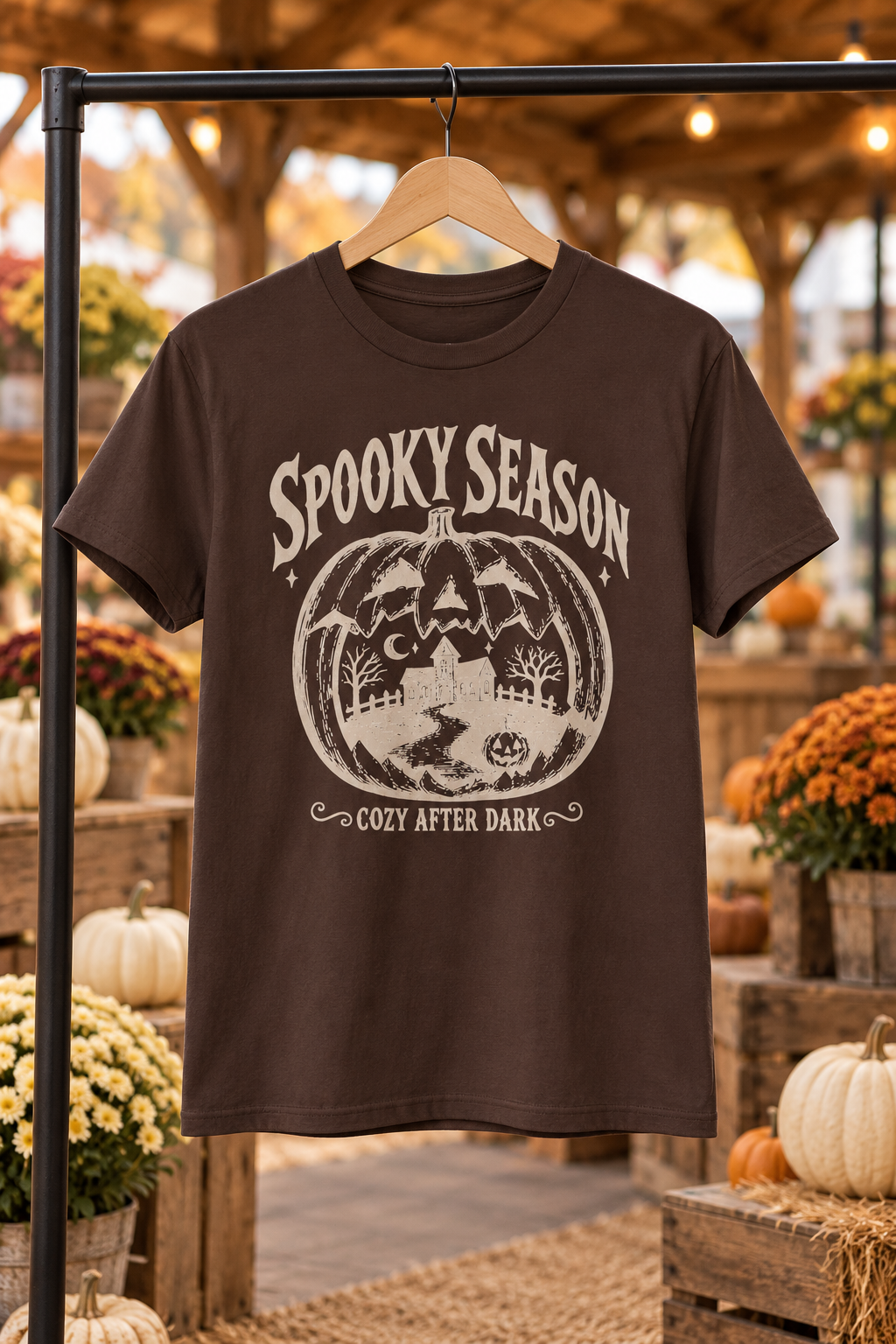 Spooky Season T-Shirt: Haunted Pumpkin, 100% Cotton