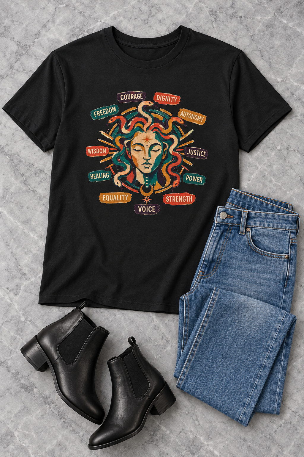 Medusa Shirt, Colorful Empowerment Graphic Tee