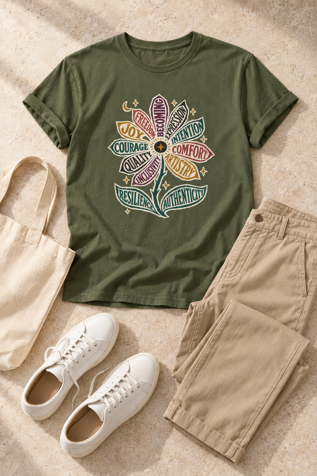 Personal Growth Shirt: Values Flower Graphic Tee