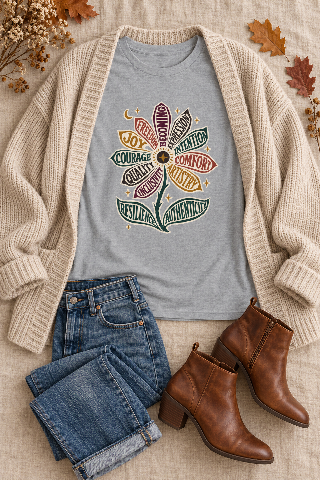 Personal Growth Shirt: Values Flower Graphic Tee