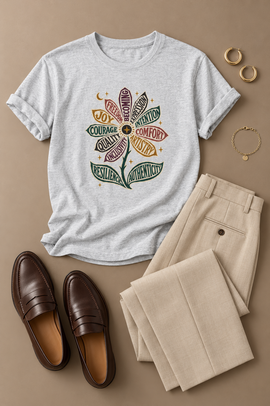 Personal Growth Shirt: Values Flower Graphic Tee