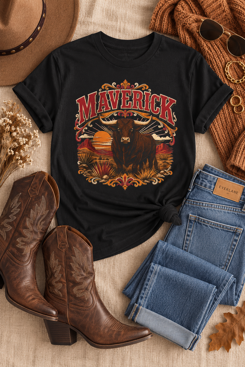 Maverick Shirt: Vintage Western Bull Graphic Tee