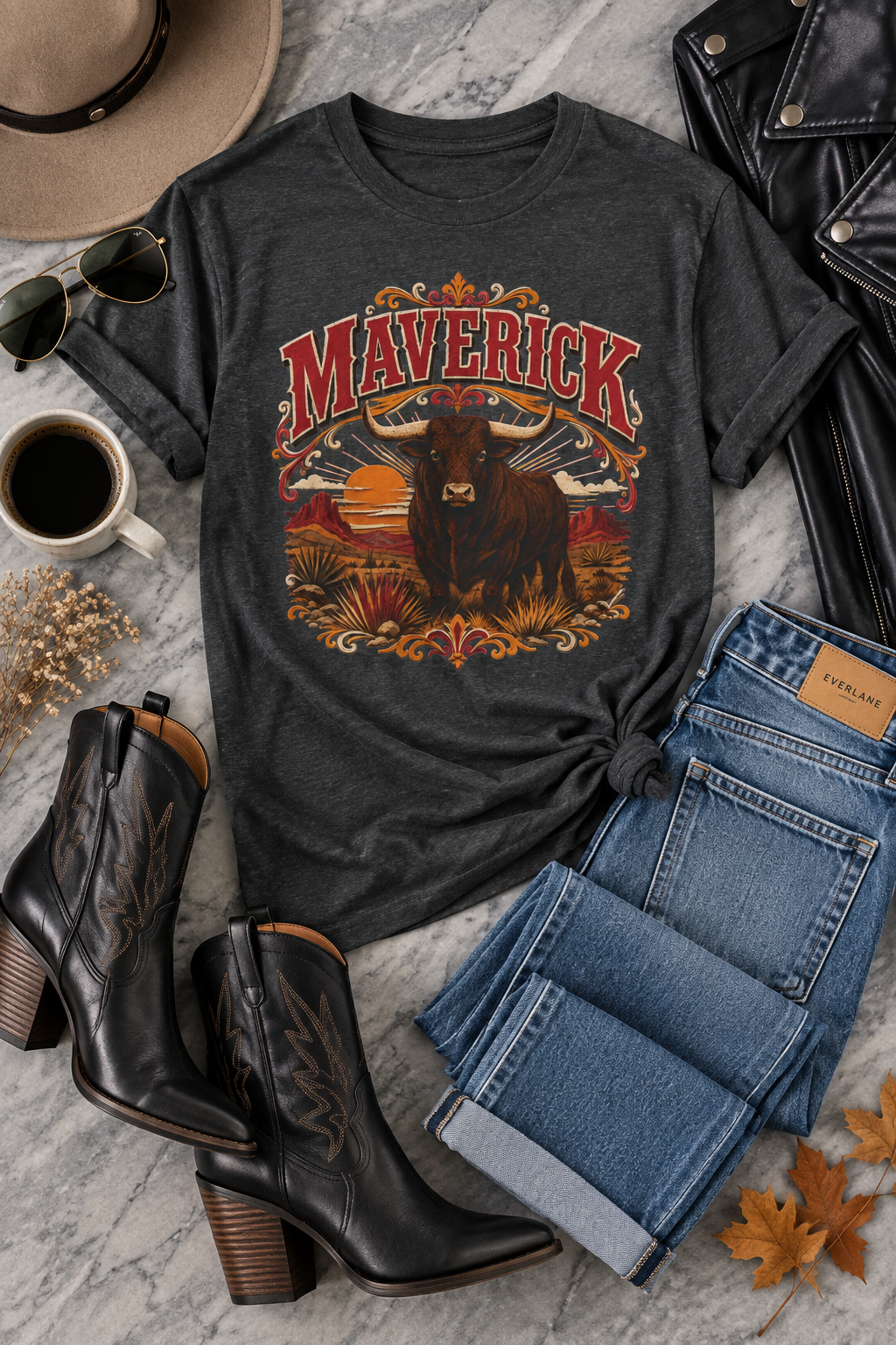 Maverick Shirt: Vintage Western Bull Graphic Tee