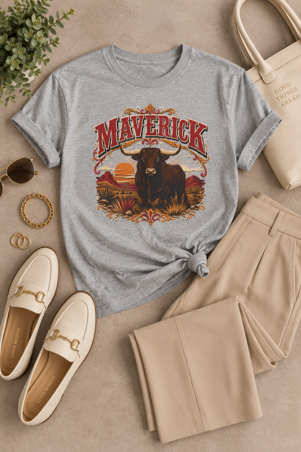 Maverick Shirt: Vintage Western Bull Graphic Tee