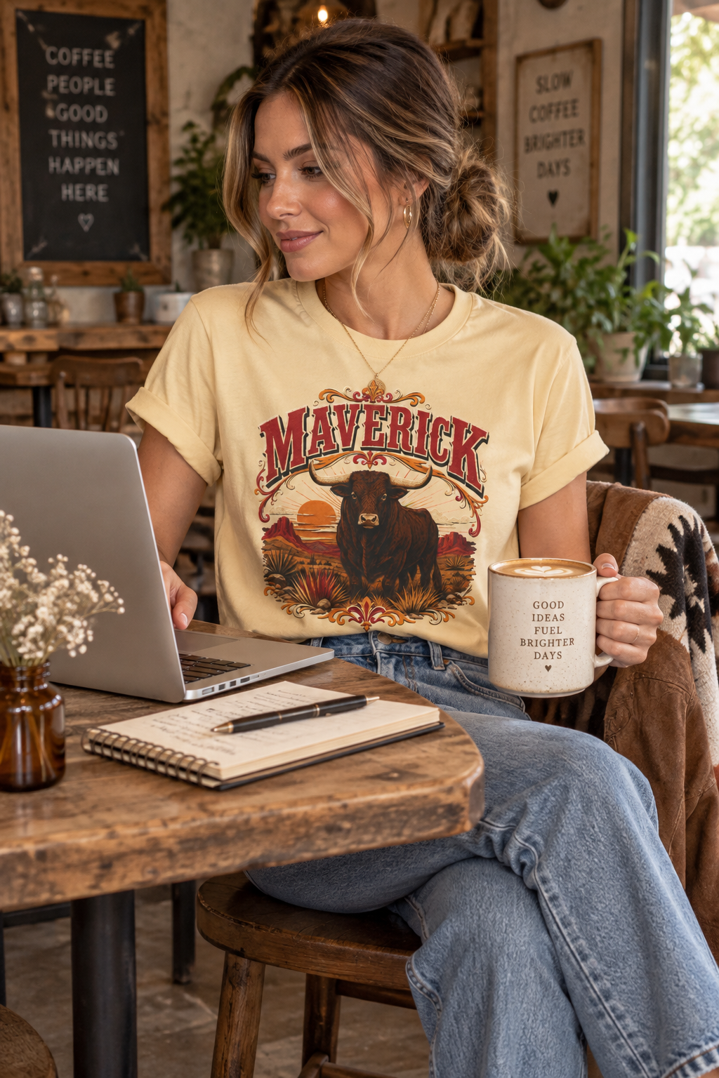 Maverick Shirt: Vintage Western Bull Graphic Tee