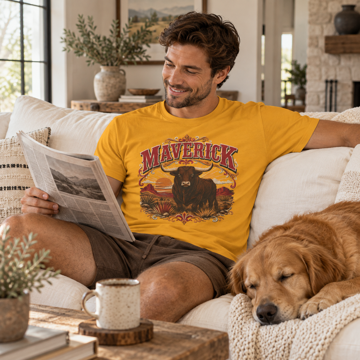 Maverick Shirt: Vintage Western Bull Graphic Tee