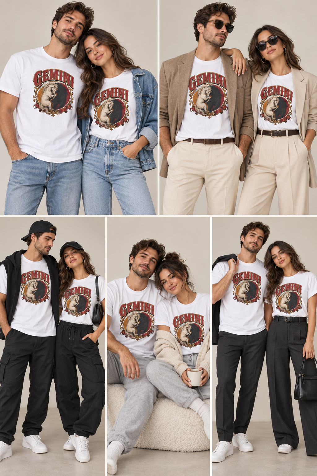 Gemini Zodiac Shirt: Twin Horses Astrology Graphic Tee