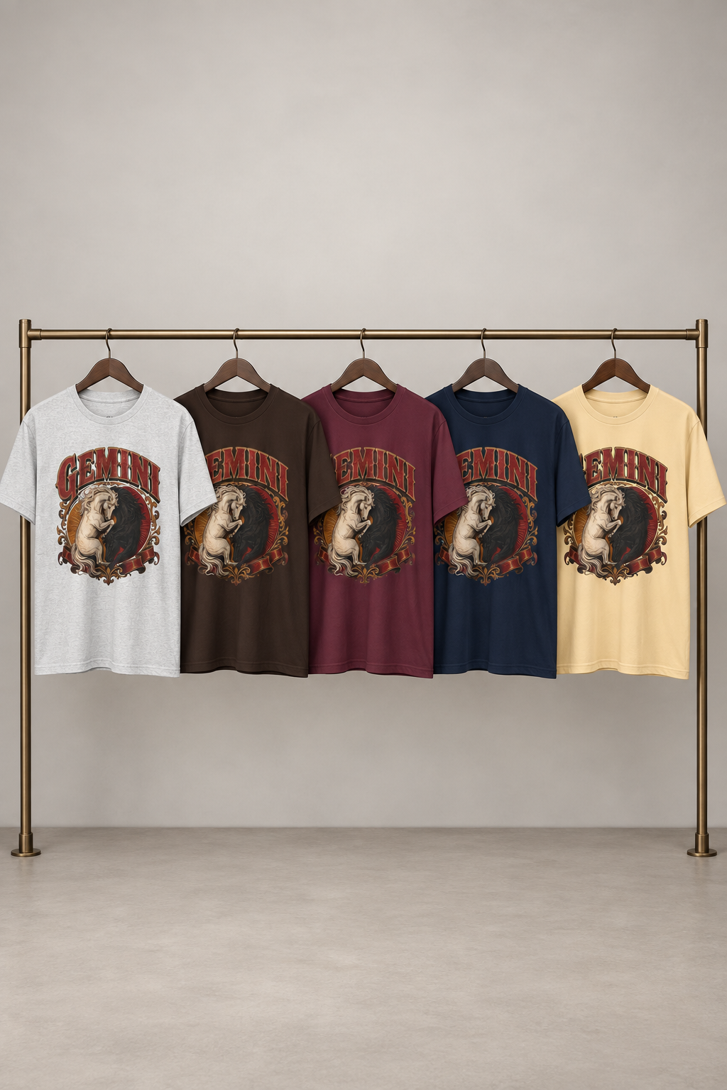 Gemini Zodiac Shirt: Twin Horses Astrology Graphic Tee