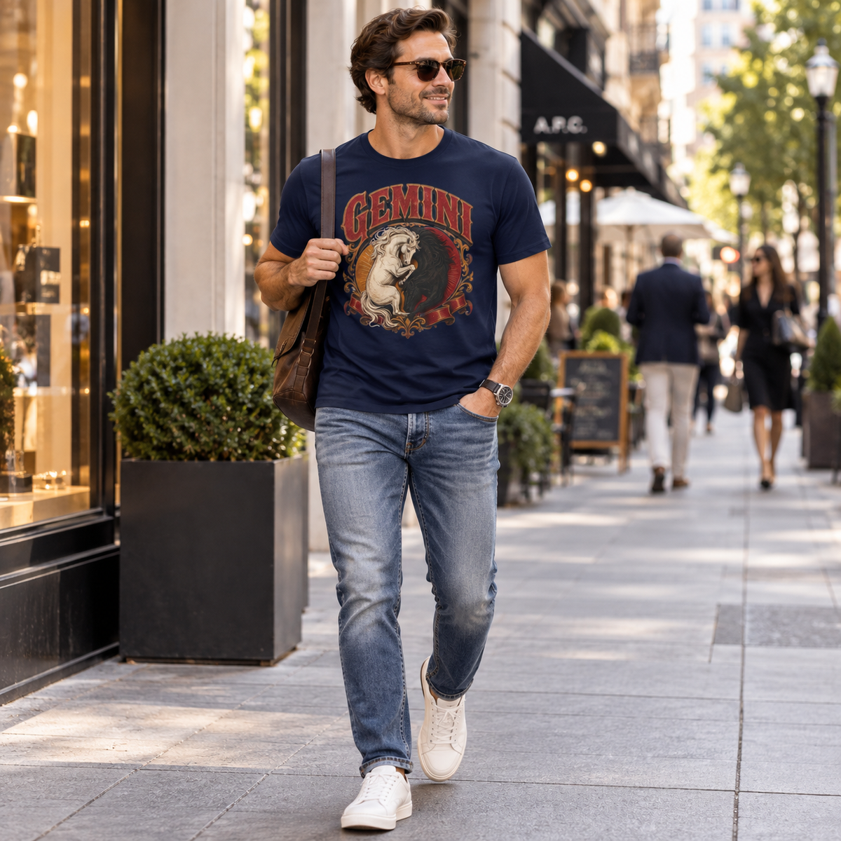 Gemini Zodiac Shirt: Twin Horses Astrology Graphic Tee