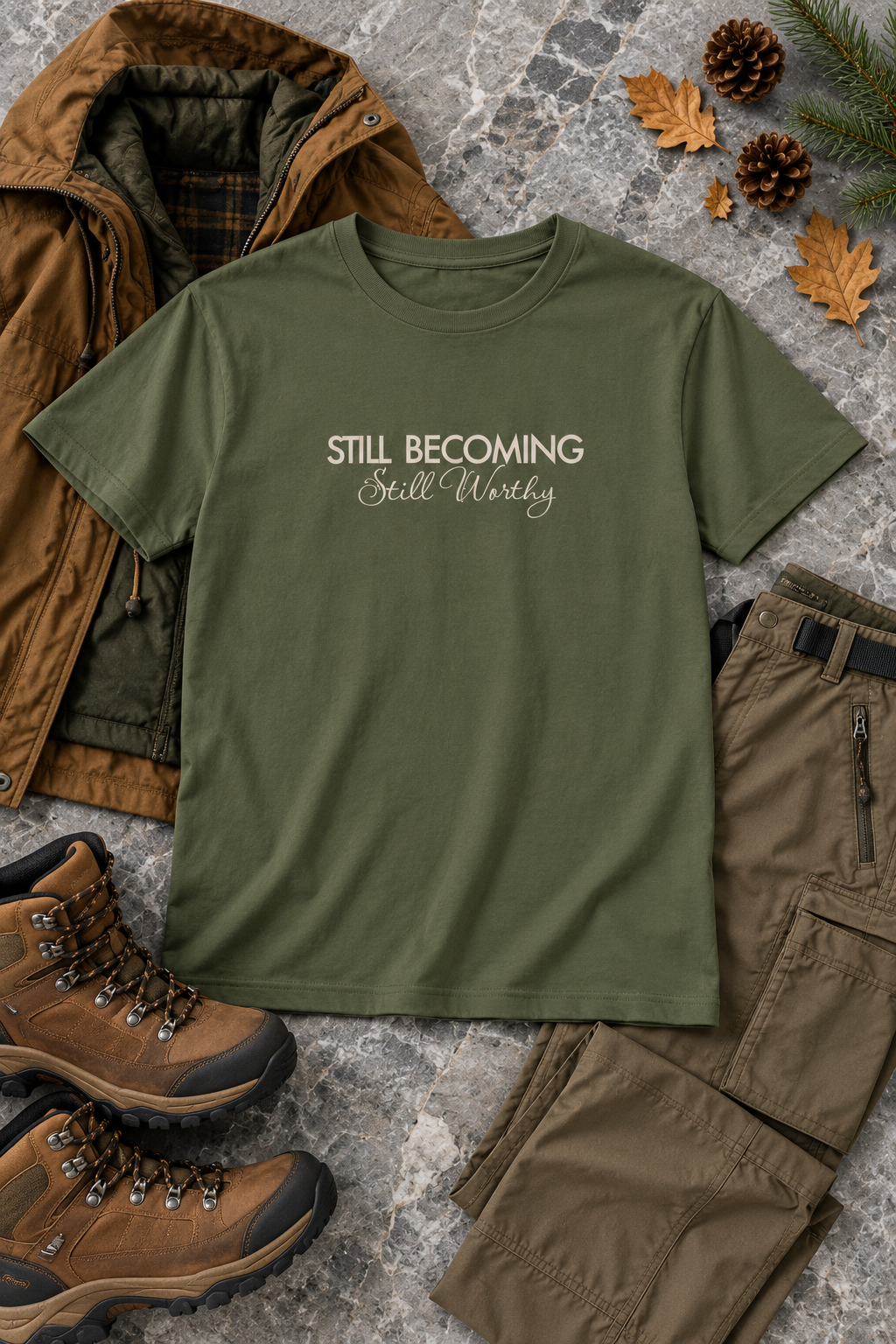 Self Worth Shirt, Still Becoming Still Worthy, Unisex Cotton Graphic Tee
