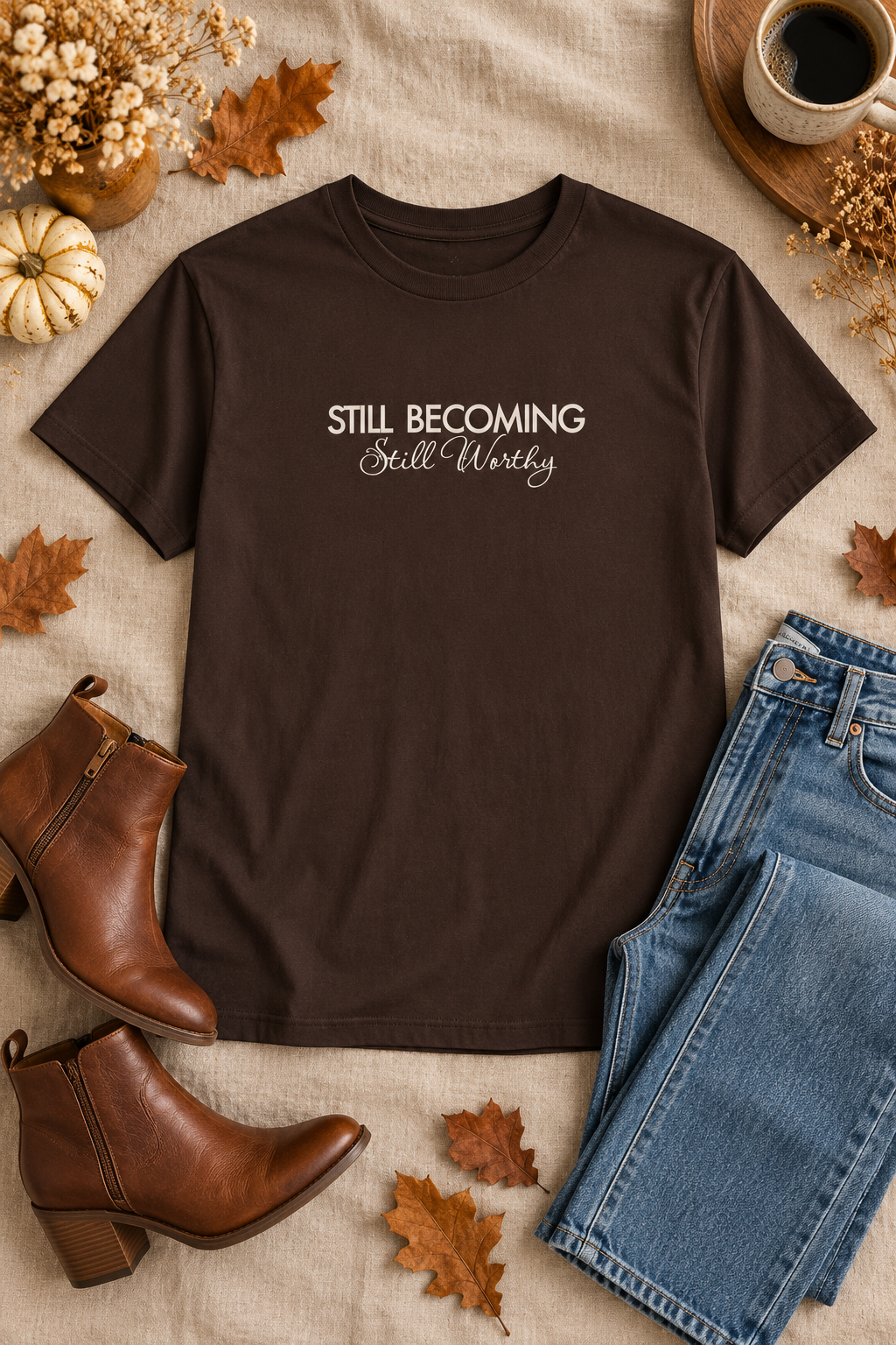 Self Worth Shirt, Still Becoming Still Worthy, Unisex Cotton Graphic Tee
