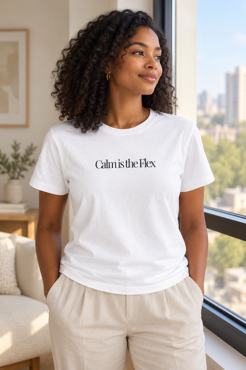 Calm Quote Shirt, Calm Is the Flex, Minimalist Unisex Cotton Tee