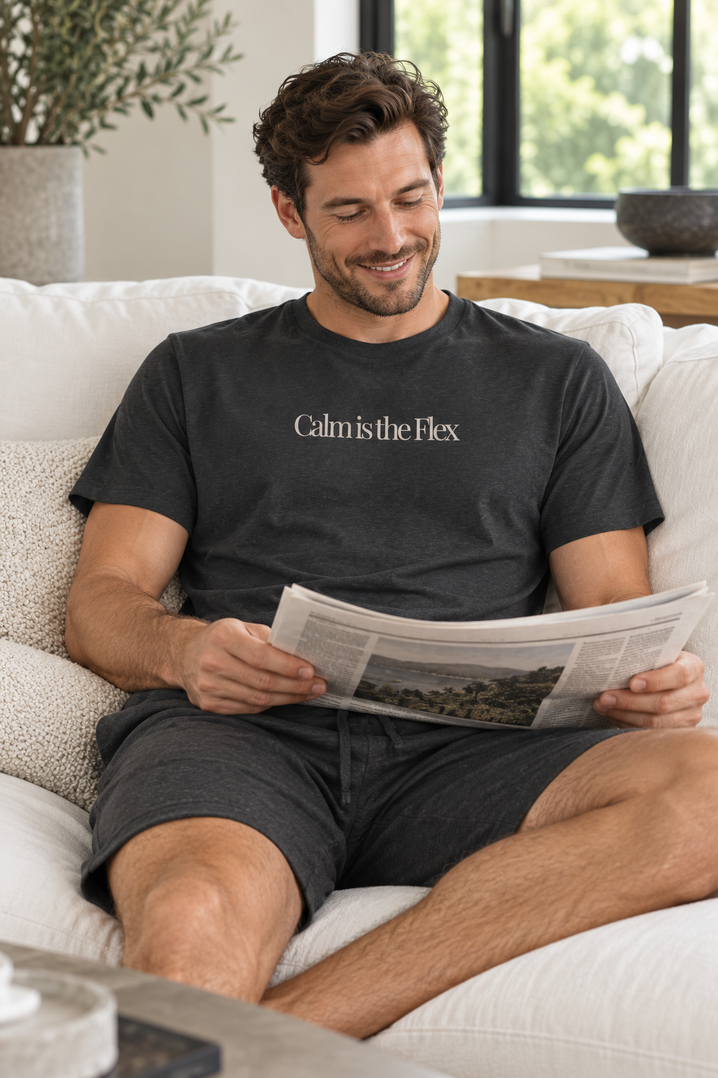Calm Quote Shirt, Calm Is the Flex, Minimalist Unisex Cotton Tee