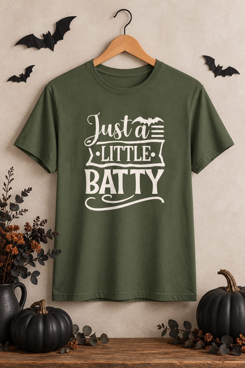 Batty Halloween Shirt: Just a Little Batty Graphic Tee