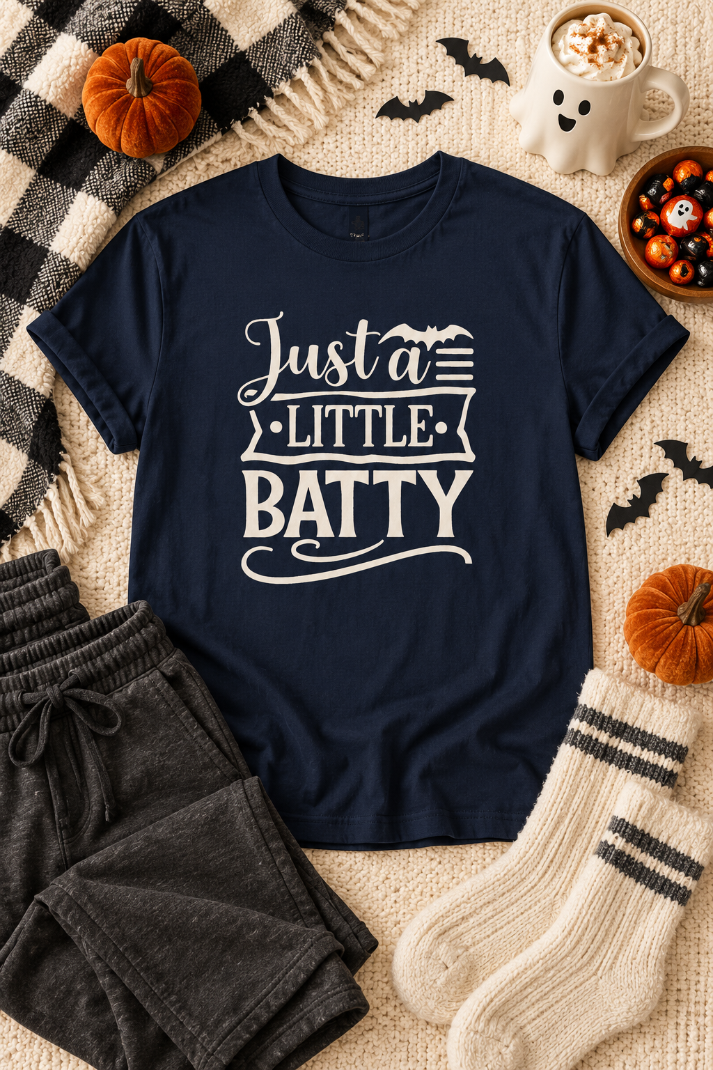 Batty Halloween Shirt: Just a Little Batty Graphic Tee
