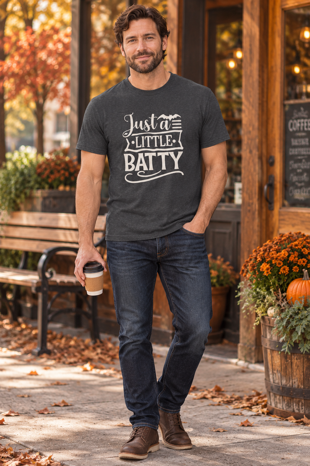 Batty Halloween Shirt: Just a Little Batty Graphic Tee