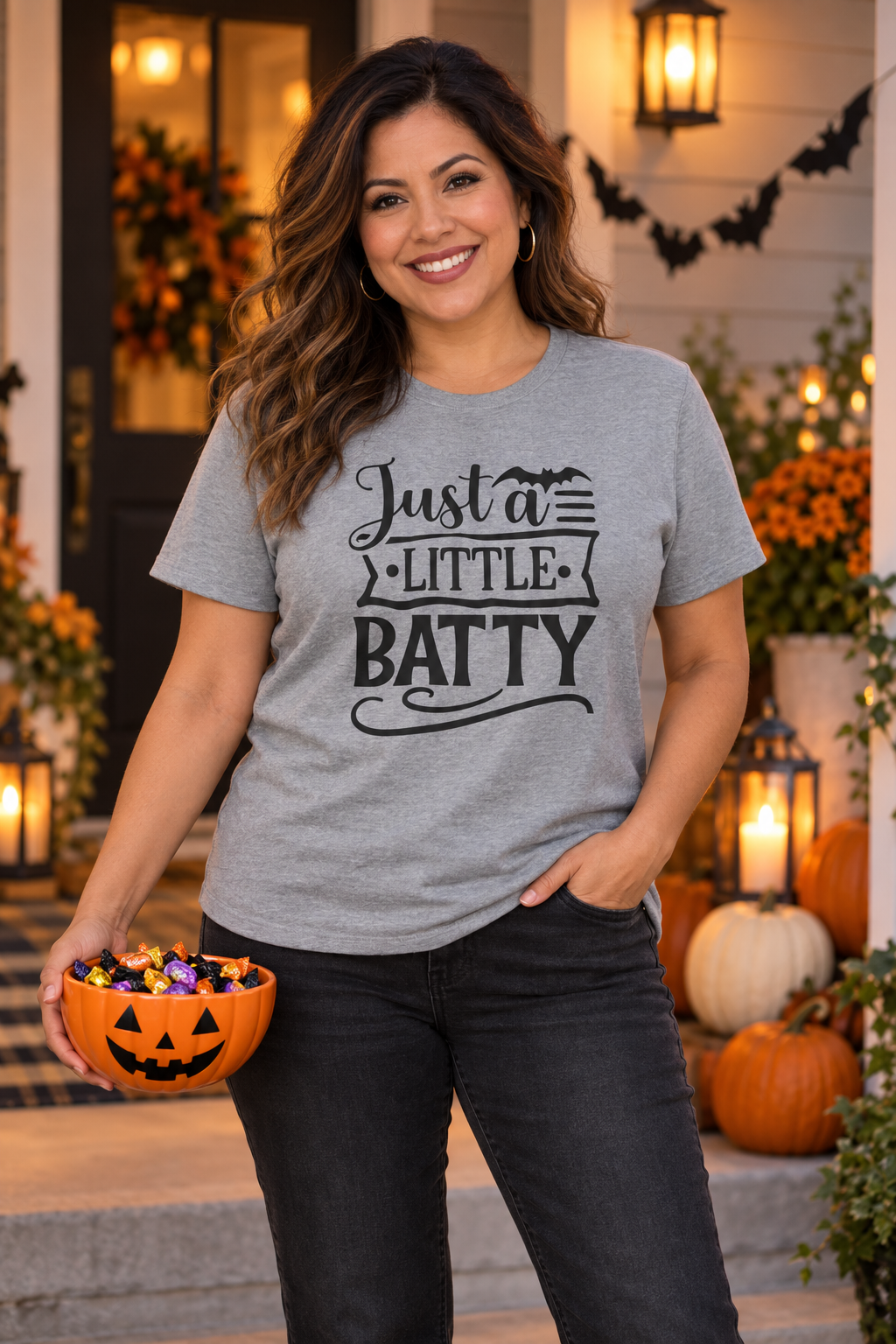 Batty Halloween Shirt: Just a Little Batty Graphic Tee