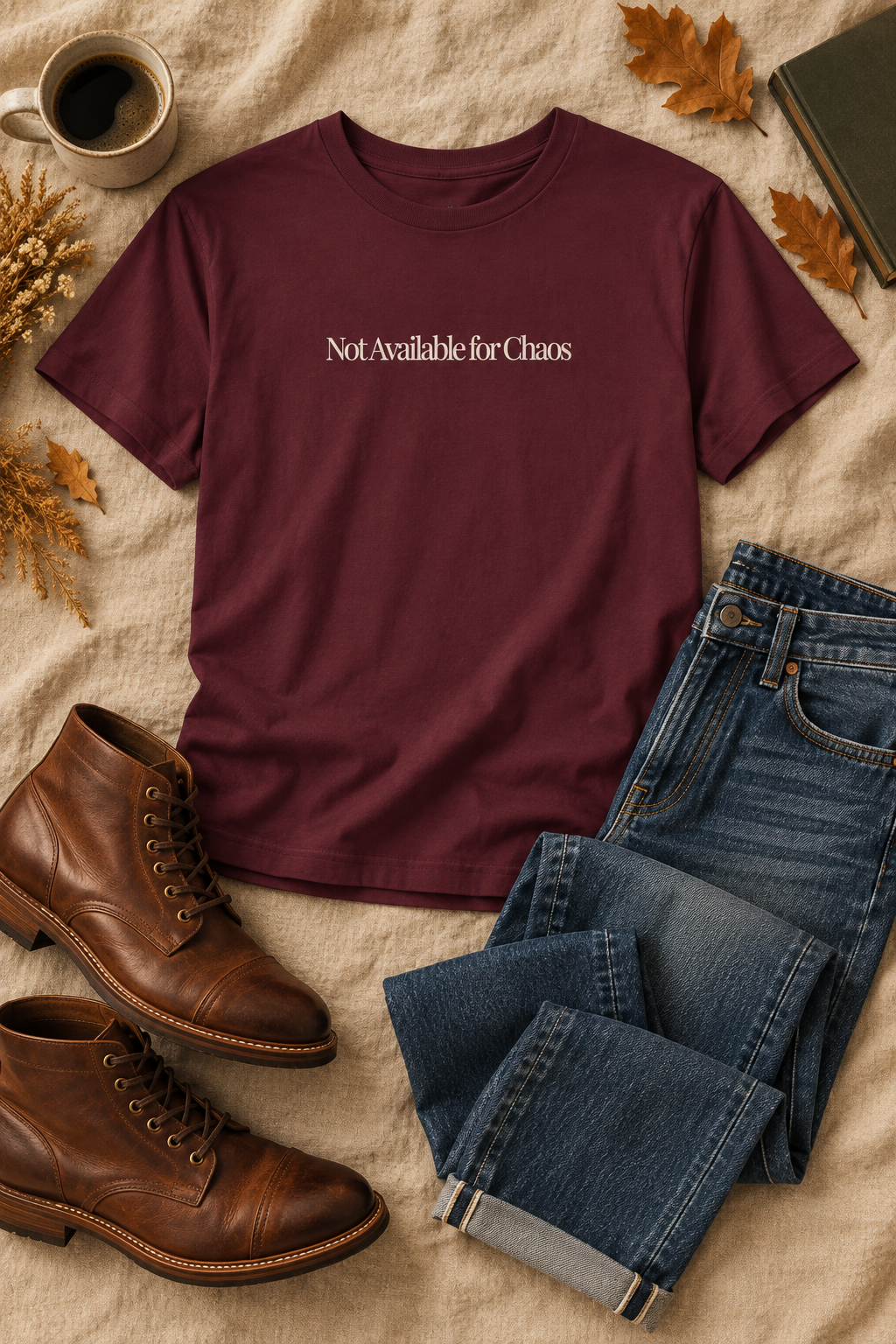 Boundaries Shirt, Not Available for Chaos, Minimalist Unisex Cotton Tee