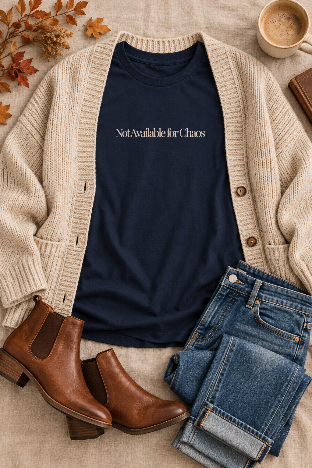 Boundaries Shirt, Not Available for Chaos, Minimalist Unisex Cotton Tee