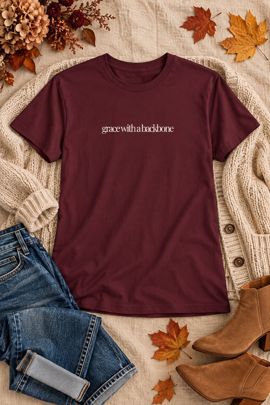 Grace Quote Shirt, Grace With a Backbone, Minimalist Cotton Tee