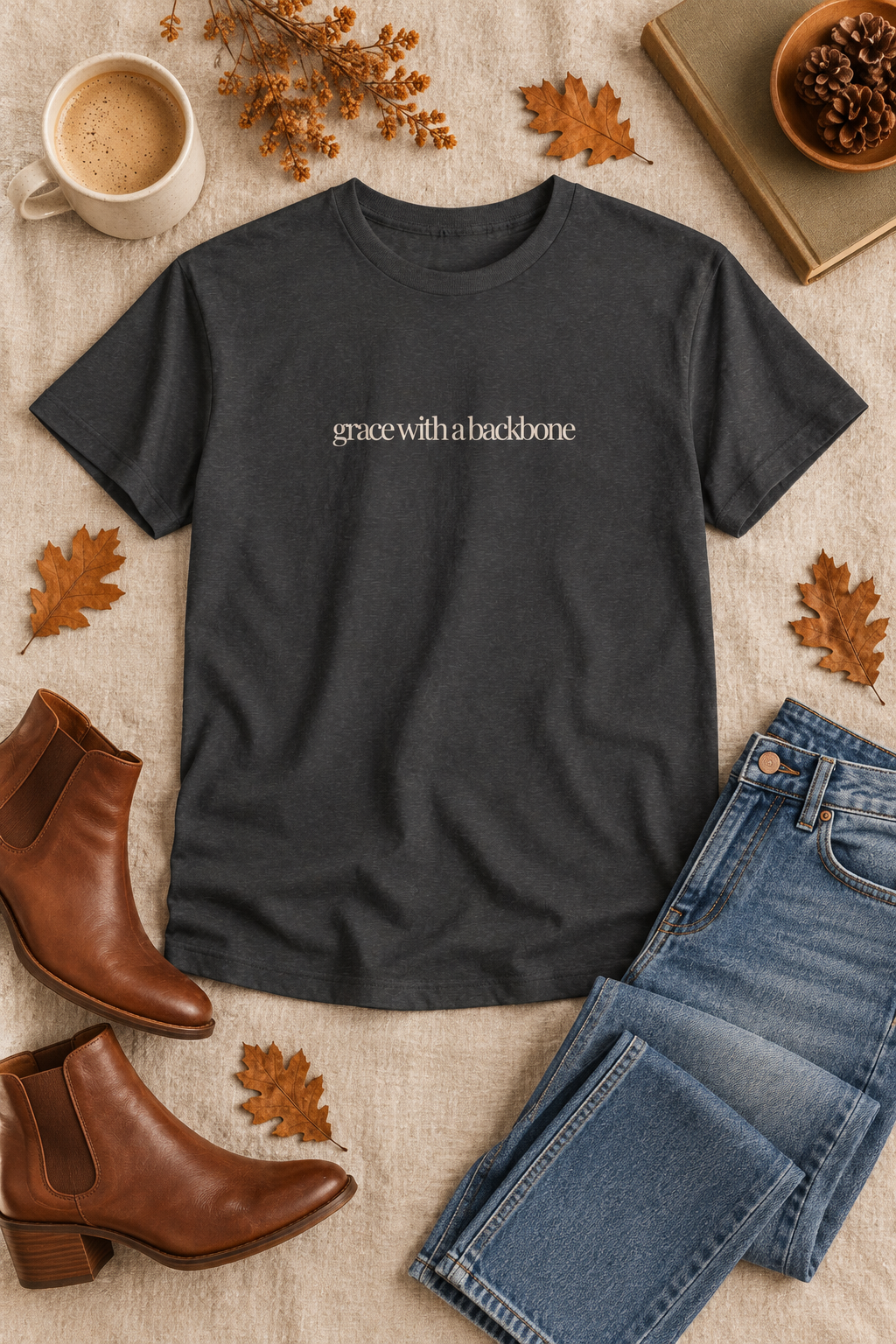 Grace Quote Shirt, Grace With a Backbone, Minimalist Cotton Tee