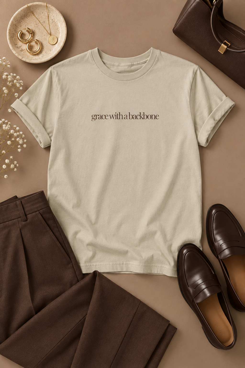 Grace Quote Shirt, Grace With a Backbone, Minimalist Cotton Tee