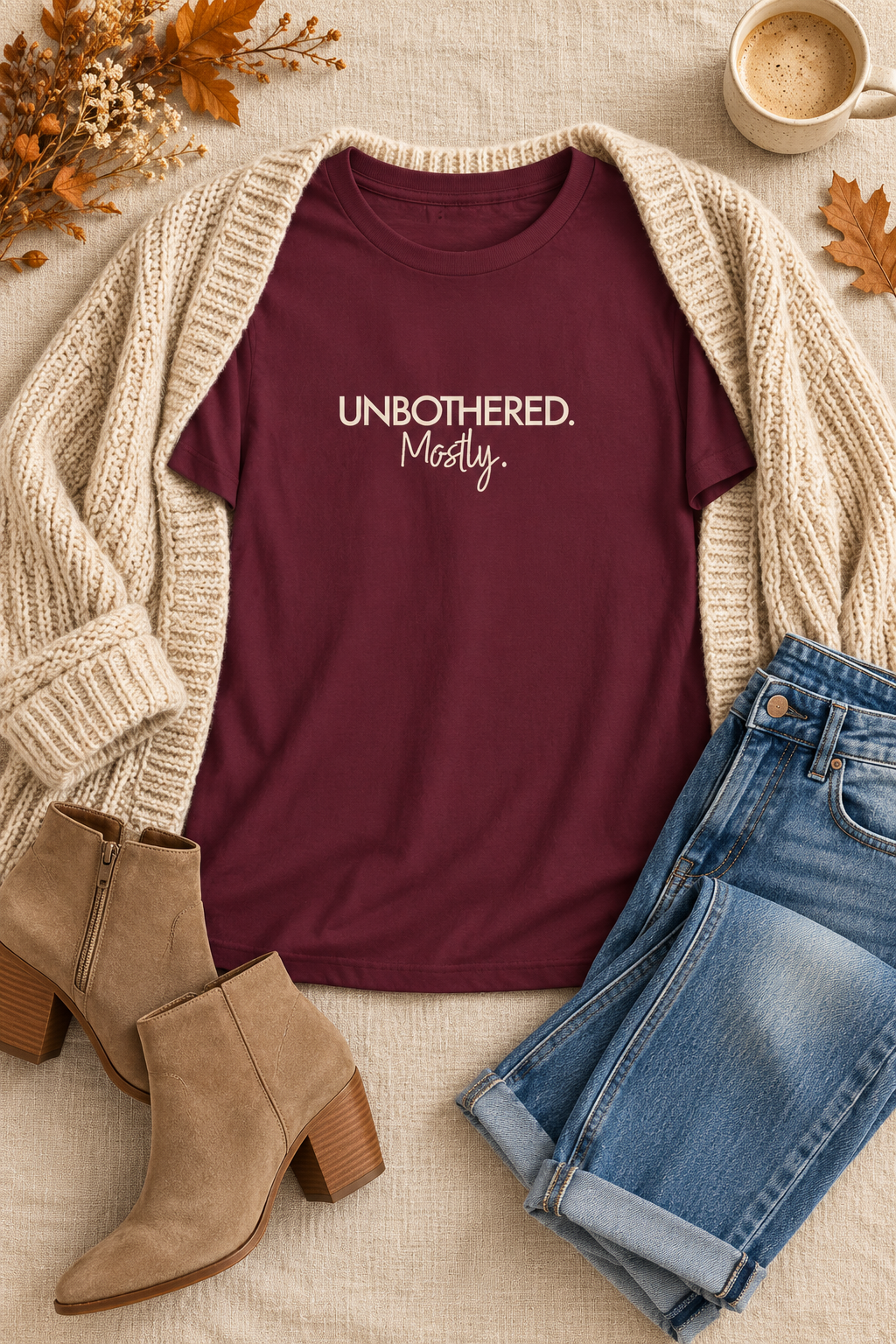 Funny Unbothered Shirt, Unbothered Mostly, Cotton Graphic Tee
