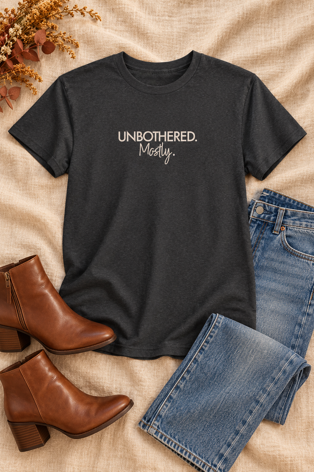 Funny Unbothered Shirt, Unbothered Mostly, Cotton Graphic Tee