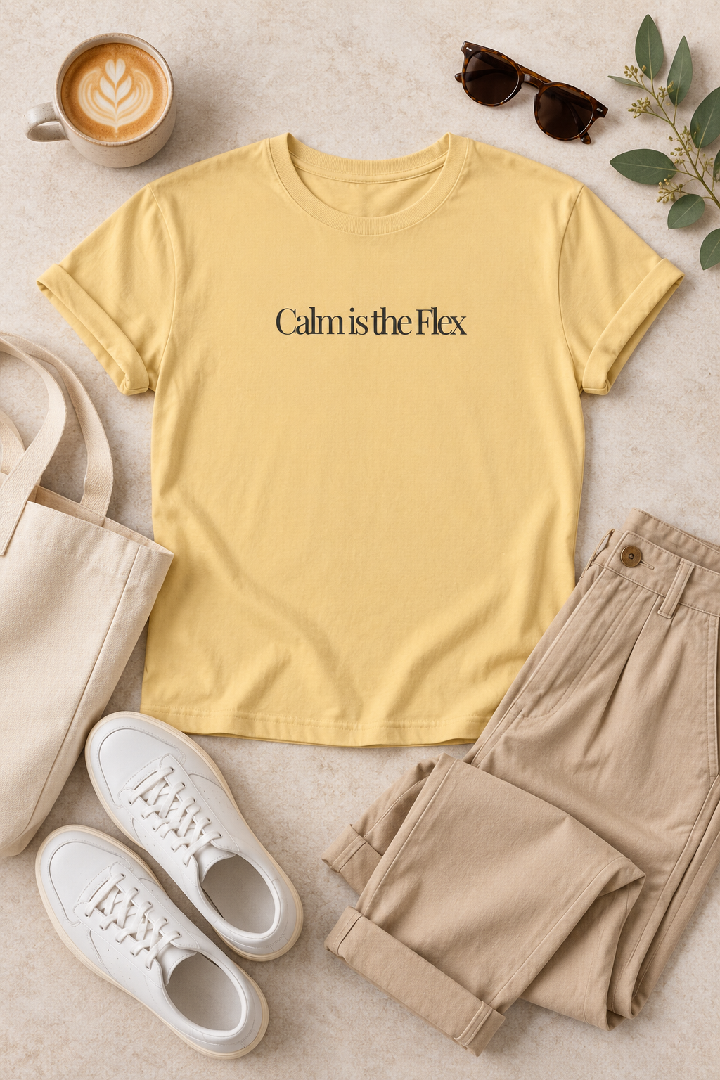 Calm Quote Shirt, Calm Is the Flex, Minimalist Unisex Cotton Tee