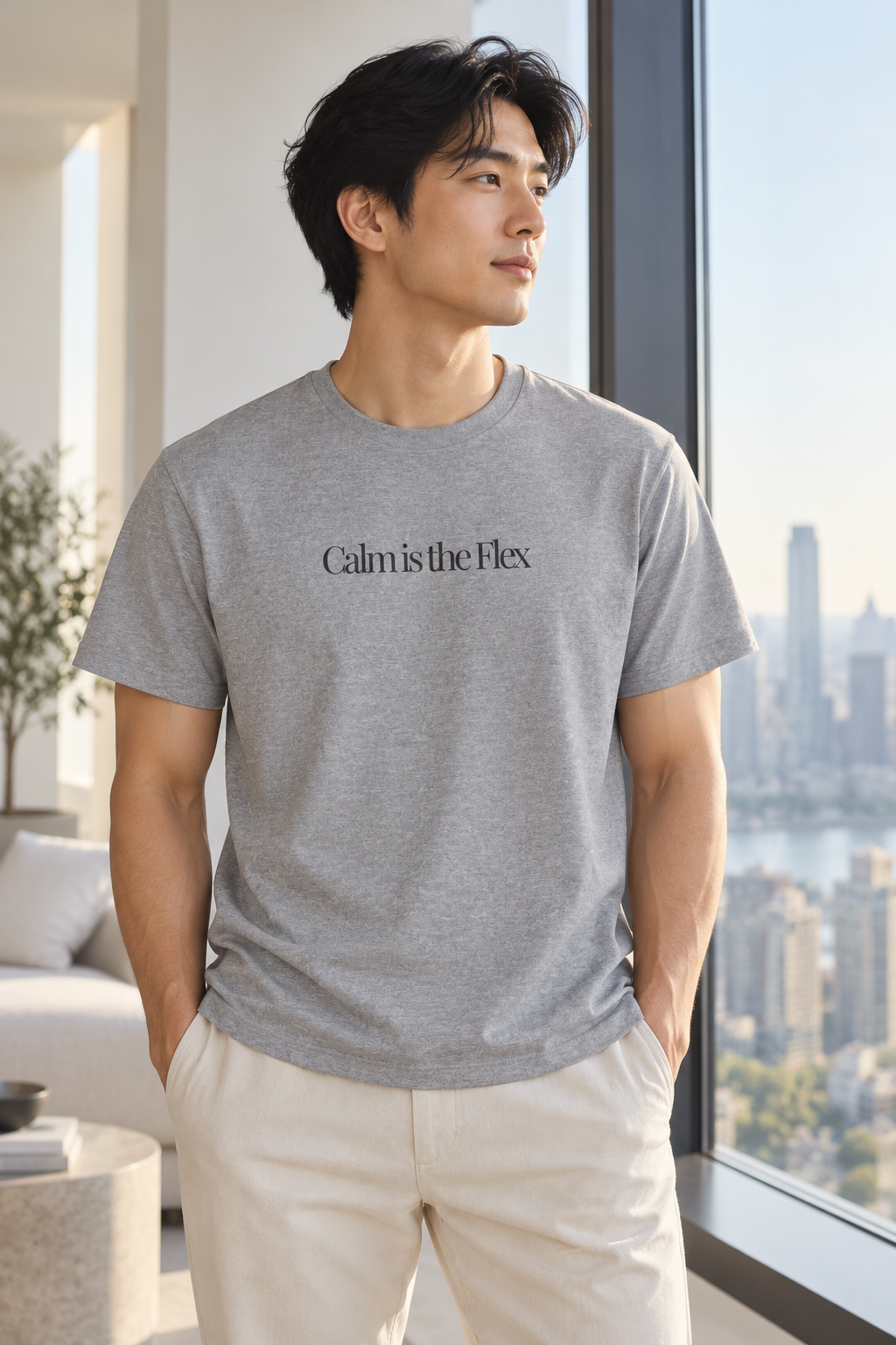 Calm Quote Shirt, Calm Is the Flex, Minimalist Unisex Cotton Tee