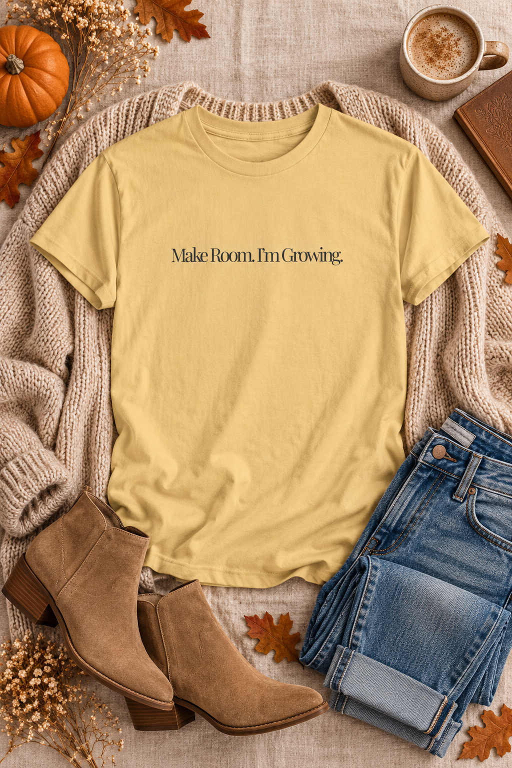 Personal Growth Shirt, Make Room I'm Growing, Minimalist Unisex Cotton Tee