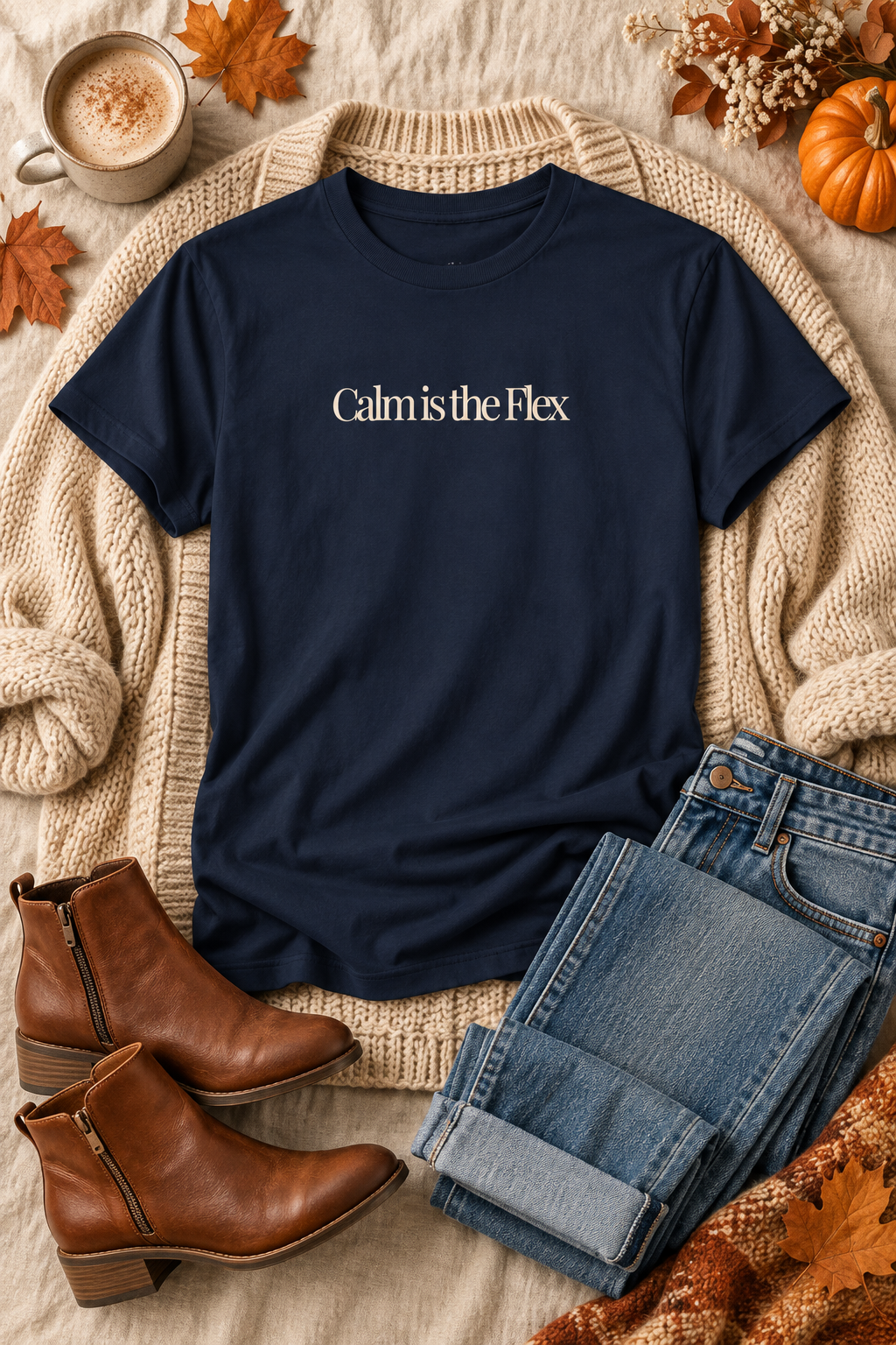 Calm Quote Shirt, Calm Is the Flex, Minimalist Unisex Cotton Tee