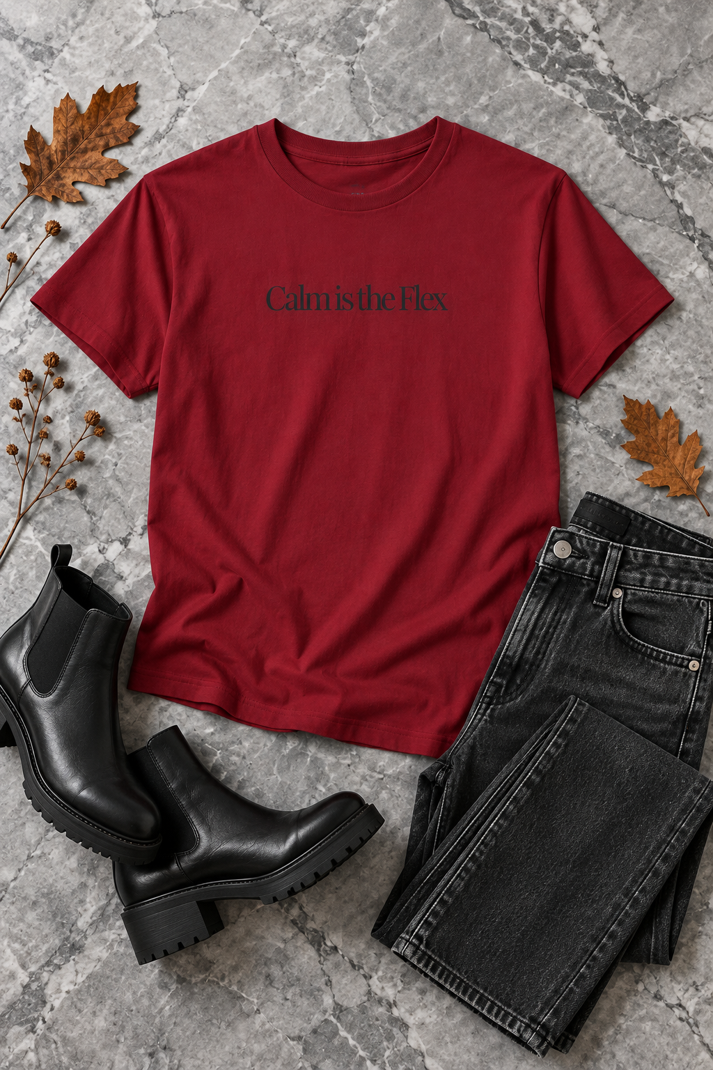 Calm Quote Shirt, Calm Is the Flex, Minimalist Unisex Cotton Tee