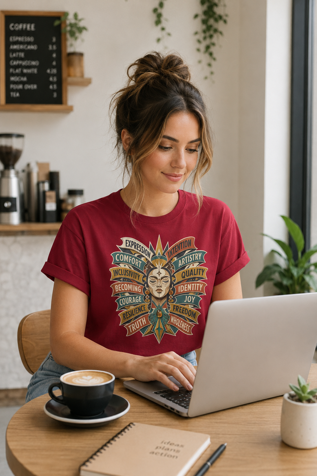 Self Expression Graphic Tee: Art Deco Becoming Words, 100% Cotton