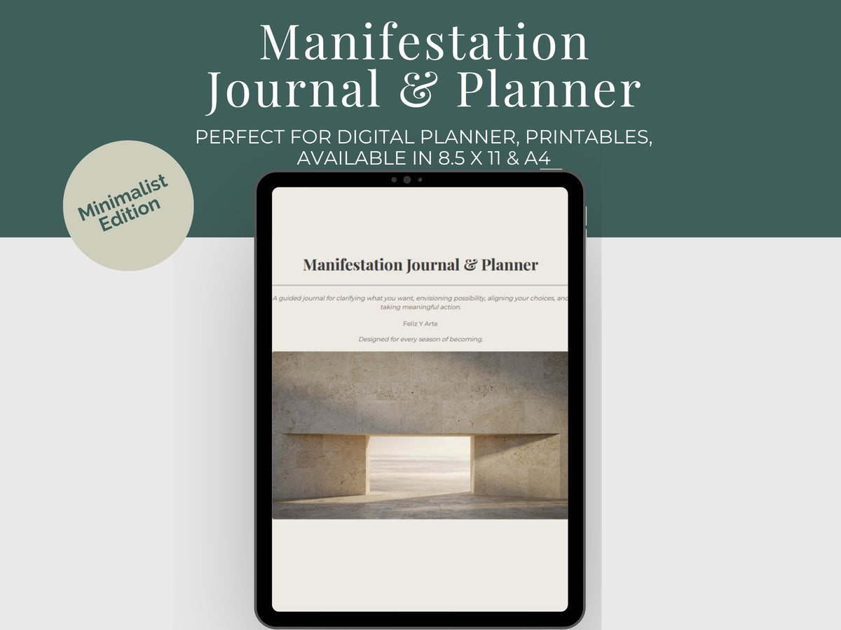 Manifestation Journal & Planner Bundle PDF | 63-Page Minimalist Goal Planner