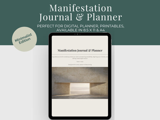 Manifestation Journal & Planner Bundle PDF | 63-Page Minimalist Goal Planner
