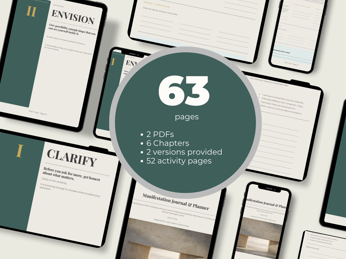 Manifestation Journal & Planner Bundle PDF | 63-Page Minimalist Goal Planner