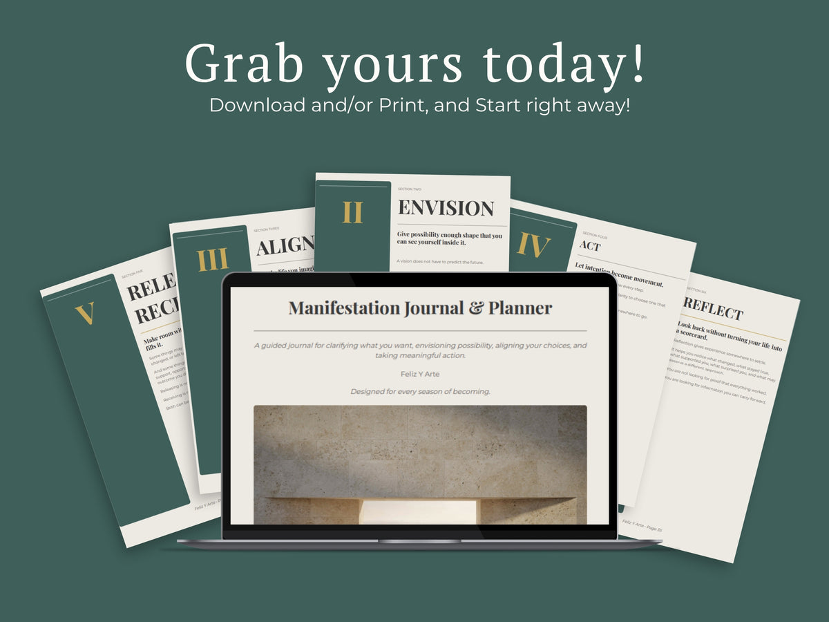 Manifestation Journal & Planner Bundle PDF | 63-Page Minimalist Goal Planner