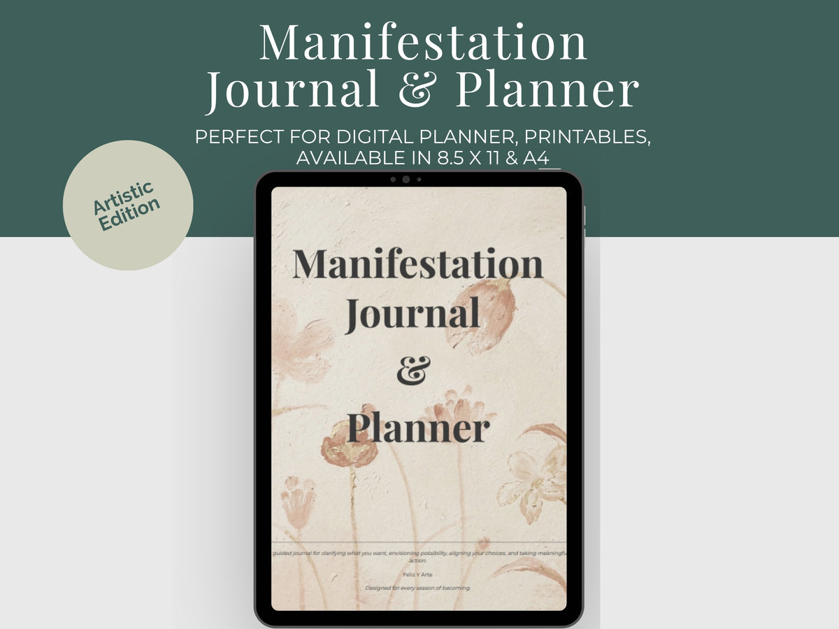 Manifestation Journal & Planner Bundle PDF | 63-Page Artistic Goal Planner