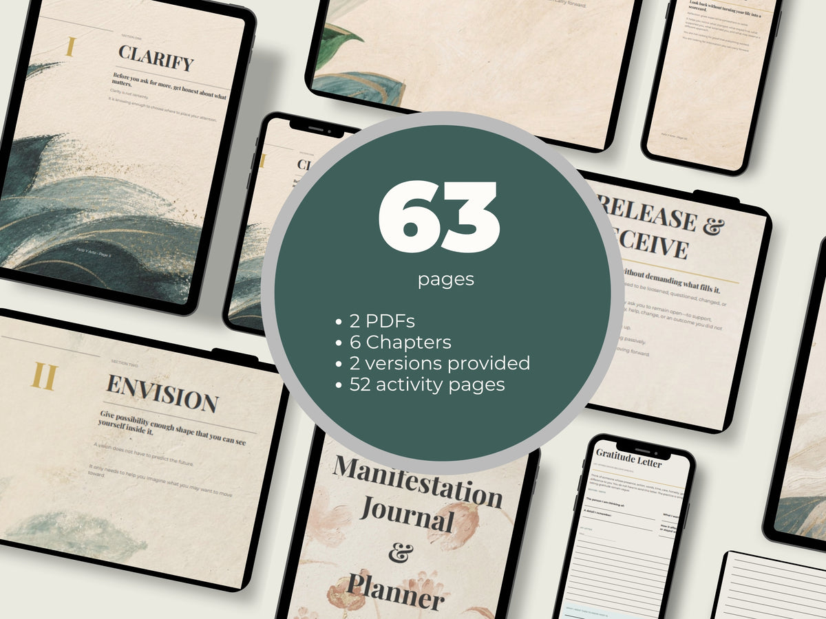 Manifestation Journal & Planner Bundle PDF | 63-Page Artistic Goal Planner