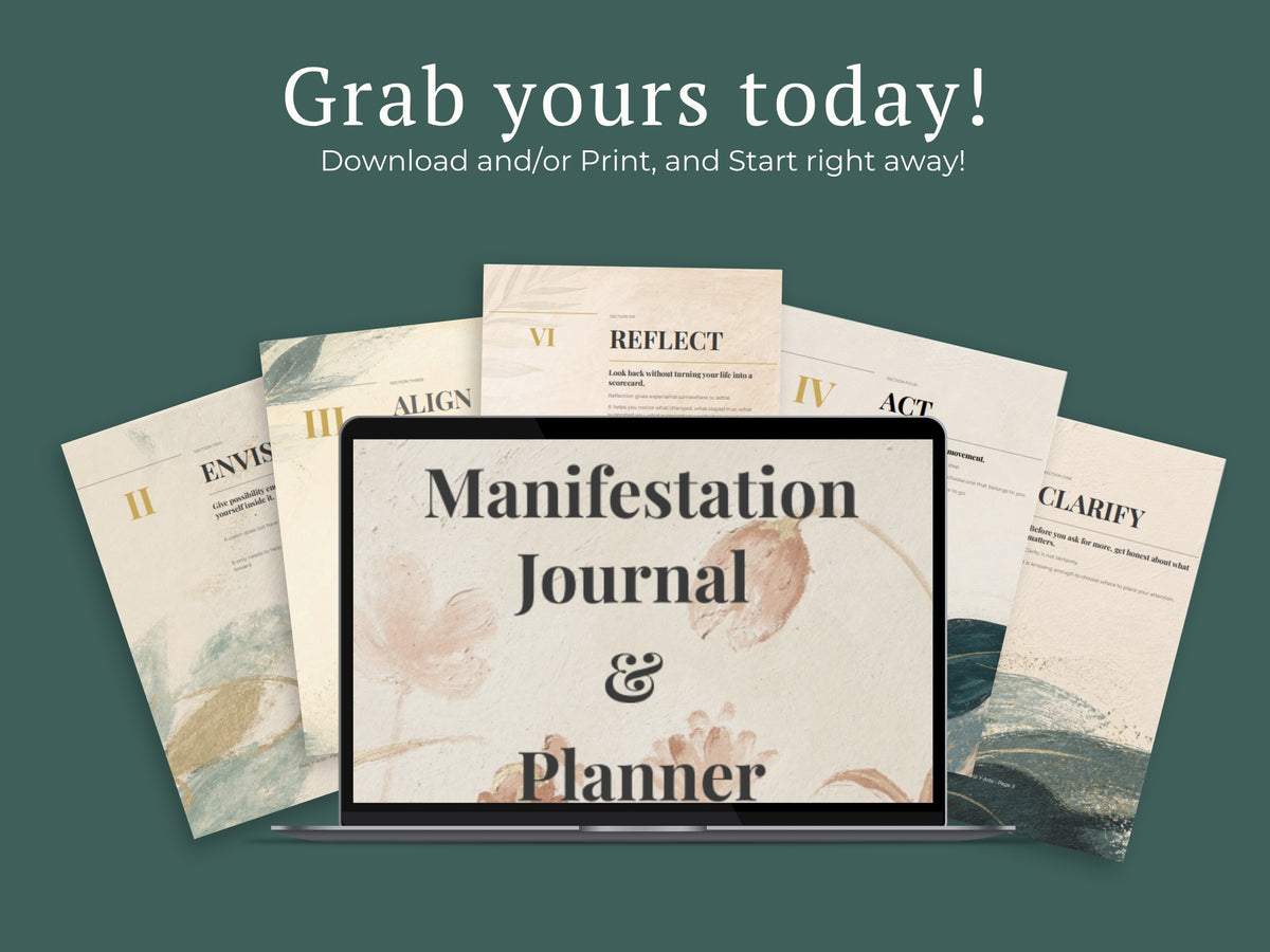 Manifestation Journal & Planner Bundle PDF | 63-Page Artistic Goal Planner