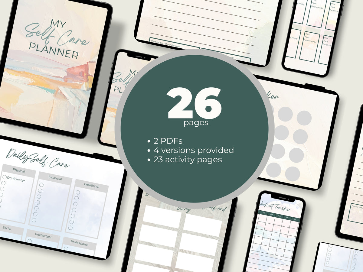 Artistic Self Care Planner PDF | Wellness & Mood Tracker