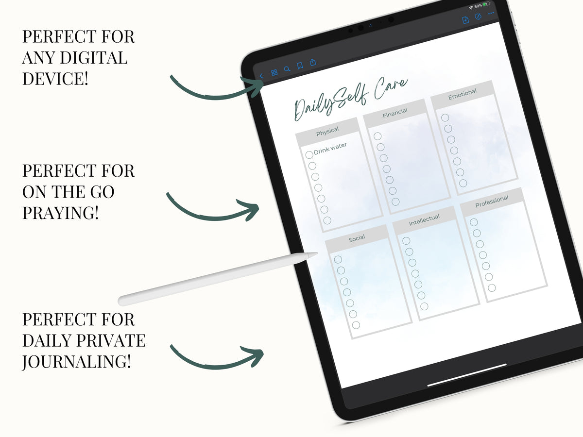 Artistic Self Care Planner PDF | Wellness & Mood Tracker