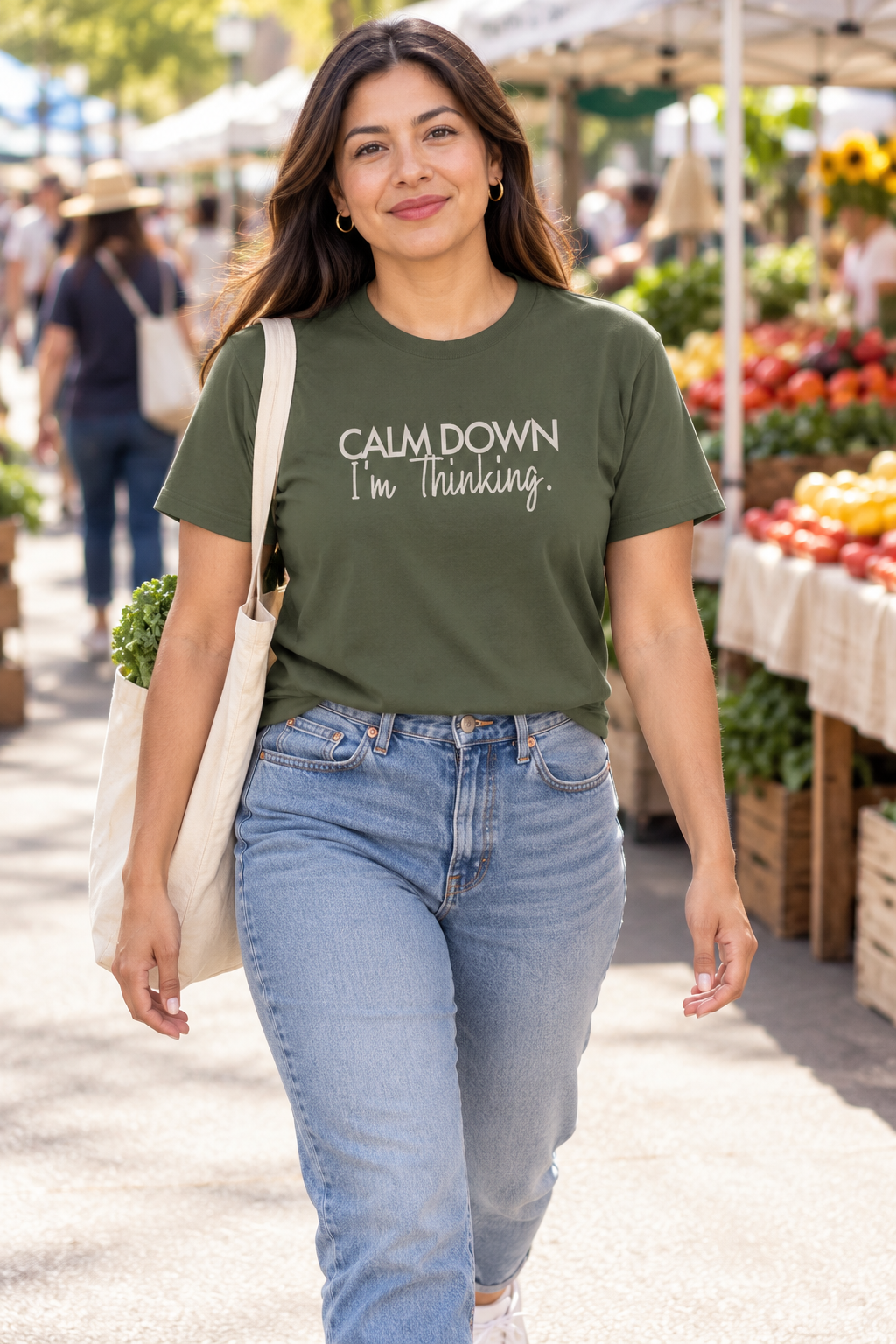 Funny Thinking Shirt, Calm Down I'm Thinking, Unisex Cotton Graphic Tee
