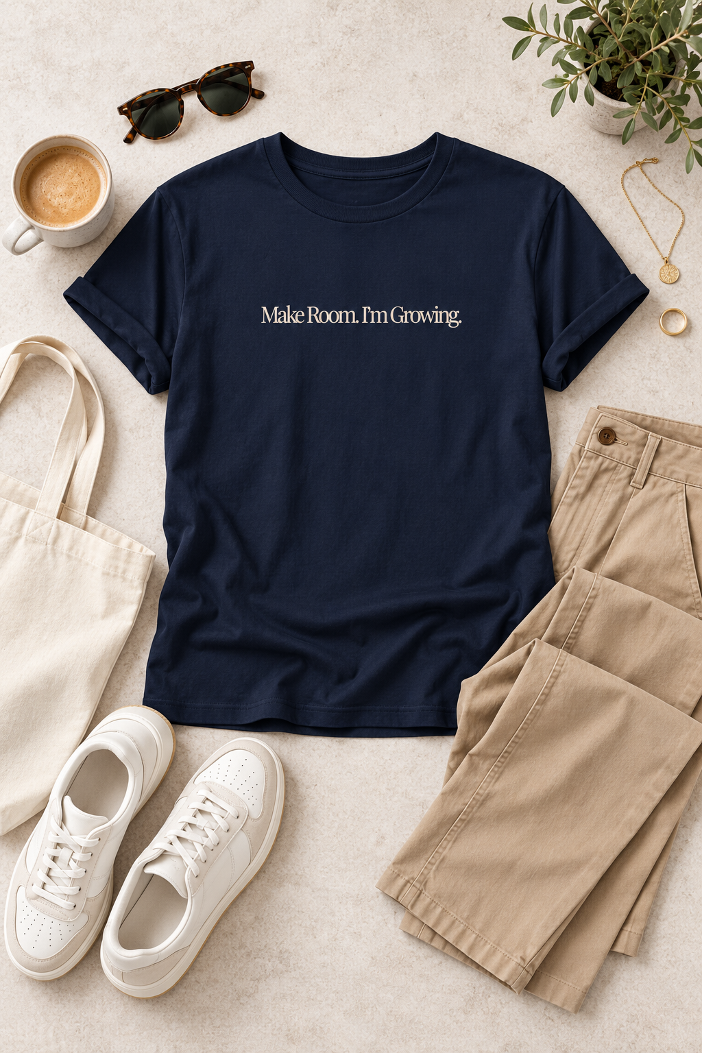 Personal Growth Shirt, Make Room I'm Growing, Minimalist Unisex Cotton Tee