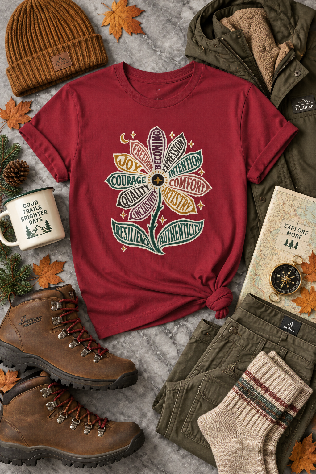 Personal Growth Shirt: Values Flower Graphic Tee