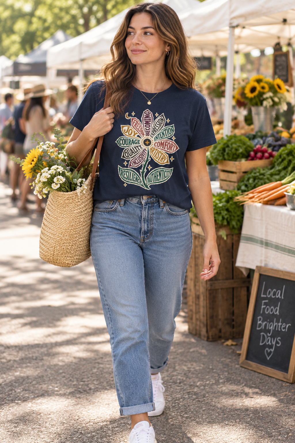 Personal Growth Shirt: Values Flower Graphic Tee